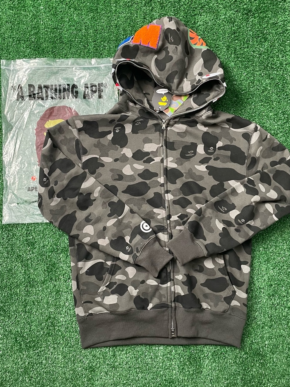 BAPE Men’s Gray Camo Full-Zip Hoodie
